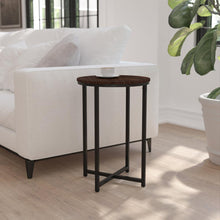 Load image into Gallery viewer, End Table - Modern Walnut Finish Accent Table with Crisscross Matte Black Frame
