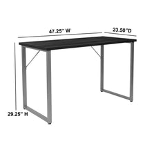 Load image into Gallery viewer, Black Finish Computer Desk with Silver Metal Frame
