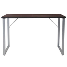 Load image into Gallery viewer, Black Finish Computer Desk with Silver Metal Frame
