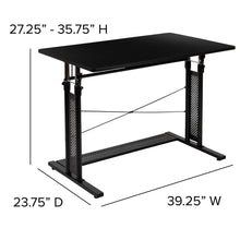 Load image into Gallery viewer, Height Adjustable (27.25-35.75"H) Sit to Stand Home Office Desk - Black
