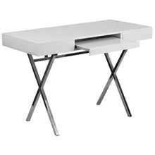 Load image into Gallery viewer, 44.25''W x 21.625''D White Computer Desk with Keyboard Tray and Drawers
