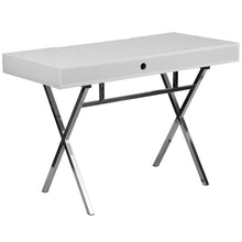 Load image into Gallery viewer, 44.25''W x 21.625''D White Computer Desk with Keyboard Tray and Drawers
