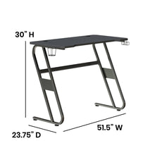 Load image into Gallery viewer, Black Gaming Ergonomic Desk with Cup Holder and Headphone Hook
