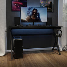 Load image into Gallery viewer, 55" x 24" Extra Large Gaming Desk with Headphone Hook and Cup Holder
