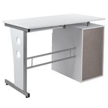 Load image into Gallery viewer, White Desk with Three Drawer Pedestal and Pull-Out Keyboard Tray
