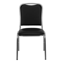 Load image into Gallery viewer, Stacking Banquet Chair in Black Vinyl - Silver Vein Frame
