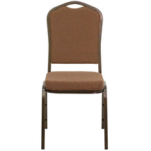 Load image into Gallery viewer, Crown Back Stacking Banquet Chair in Coffee Fabric - Gold Vein Frame

