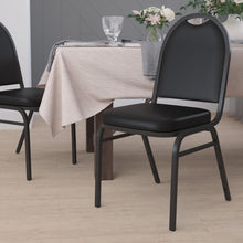 Load image into Gallery viewer, 500 LB. Capacity Dome Back Stacking Banquet Chair in Black Viny
