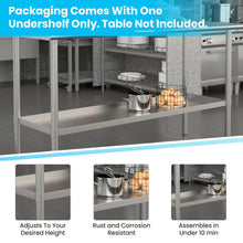 Load image into Gallery viewer, djustable Lower Shelf for 24" x 60" Stainless Steel Tables
