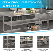 Load image into Gallery viewer, l Stainless Steel 18 Gauge Work Table with 1.5" Backsplash and 2 Undershelves
