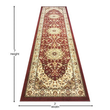 Load image into Gallery viewer, Persian 2' x 7' Burgundy Area Rug - Olefin Rug with Jute Backing
