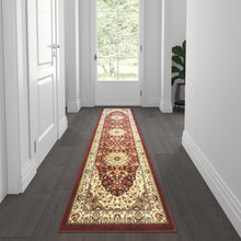 Load image into Gallery viewer, Persian 2' x 7' Burgundy Area Rug - Olefin Rug with Jute Backing
