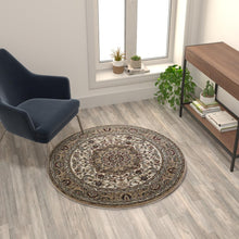Load image into Gallery viewer, Persian 4x4 Ivory Round Area Rug-Olefin Rug with Jute Backing
