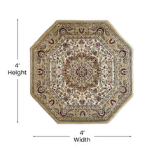 Load image into Gallery viewer, Persian 4x4 Ivory Octagon Area Rug-Olefin Rug with Jute Backing

