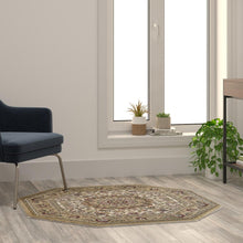 Load image into Gallery viewer, Persian 4x4 Ivory Octagon Area Rug-Olefin Rug with Jute Backing
