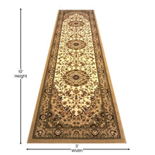 Load image into Gallery viewer, Persian 3' x 10' Ivory Area Rug - Olefin Rug with Jute Backing
