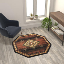 Load image into Gallery viewer, Southwestern Round 4' x 4' Brown Olefin Area Rug with Jute Backing

