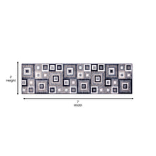 Load image into Gallery viewer, Geometric 2' x 7' Blue, Grey, and White Olefin Area Rug with Cotton Backing
