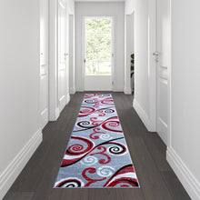 Load image into Gallery viewer, 2' x 11' Red Abstract Area Rug - Olefin Rug with Jute Backing

