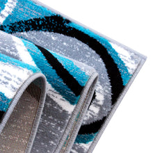 Load image into Gallery viewer, 2' x 11' Turquoise Abstract Area Rug - Olefin Rug with Jute Backing
