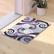 Load image into Gallery viewer, 2' x 3' Purple Abstract Area Rug - Olefin Rug with Jute Backing
