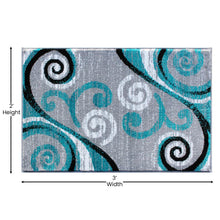 Load image into Gallery viewer, 2' x 3' Turquoise Abstract Area Rug - Olefin Rug with Jute Backing
