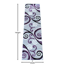 Load image into Gallery viewer, 2' x 7' Purple Abstract Area Rug - Olefin Rug with Jute Backing
