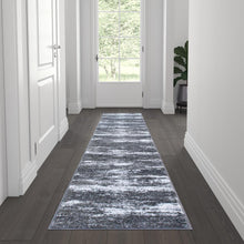 Load image into Gallery viewer, 2' x 7' Purple Abstract Area Rug - Olefin Rug with Jute Backing
