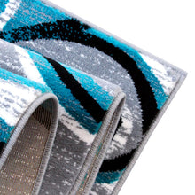 Load image into Gallery viewer, 3' x 16' Turquoise Abstract Area Rug - Olefin Rug with Jute Backing
