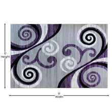 Load image into Gallery viewer, 6' x 9' Purple Abstract Area Rug - Olefin Rug with Jute Backing
