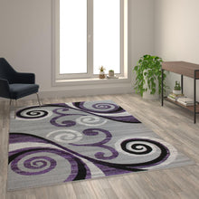 Load image into Gallery viewer, 6' x 9' Purple Abstract Area Rug - Olefin Rug with Jute Backing
