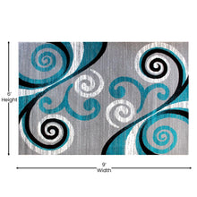 Load image into Gallery viewer, 6' x 9' Turquoise Abstract Area Rug - Olefin Rug with Jute Backing

