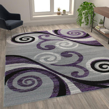 Load image into Gallery viewer, 8' x 10' Purple Abstract Area Rug - Olefin Rug with Jute Backing
