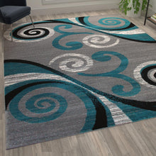 Load image into Gallery viewer, 8' x 10' Turquoise Abstract Area Rug - Olefin Rug with Jute Backing
