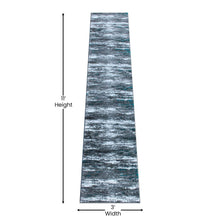 Load image into Gallery viewer, 2' x 11' Distressed Turquoise Olefin Area Rug for Entryway, Living Room, Bedroom
