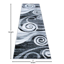 Load image into Gallery viewer, 2' x 7' Gray Swirl Olefin Area Rug for Entryway, Living Room, Bedroom
