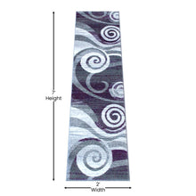 Load image into Gallery viewer, 2' x 7' Purple Swirl Olefin Area Rug for Entryway, Living Room, Bedroom
