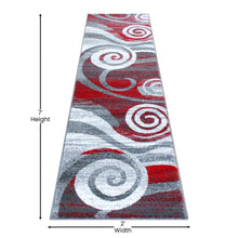 Load image into Gallery viewer, 2' x 7' Red Swirl Olefin Area Rug for Entryway, Living Room, Bedroom
