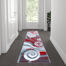 Load image into Gallery viewer, 2' x 7' Red Swirl Olefin Area Rug for Entryway, Living Room, Bedroom
