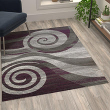 Load image into Gallery viewer, 4' x 5' Purple Swirl Olefin Area Rug for Entryway, Living Room, Bedroom
