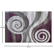 Load image into Gallery viewer, 6' x 9' Purple Swirl Olefin Area Rug for Entryway, Living Room, Bedroom

