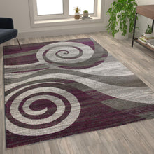 Load image into Gallery viewer, 8' x 10' Purple Swirl Olefin Area Rug for Entryway, Living Room, Bedroom
