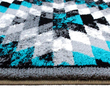 Load image into Gallery viewer, Southwestern 2' x 11' Turquoise Area Rug - Olefin Rug with Jute Backing
