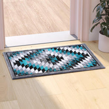 Load image into Gallery viewer, Southwestern 2' x 3' Turquoise Area Rug - Olefin Rug with Jute Backing
