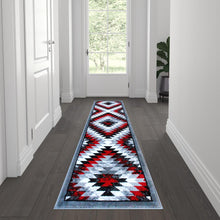 Load image into Gallery viewer, Southwestern 2' x 7' Red Area Rug - Olefin Rug with Jute Backing
