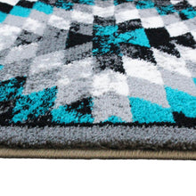 Load image into Gallery viewer, Southwestern 2' x 7' Turquoise Area Rug - Olefin Rug with Jute Backing
