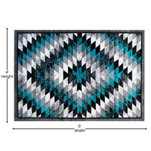 Load image into Gallery viewer, Southwestern 4' x 5' Turquoise Area Rug - Olefin Rug with Jute Backing
