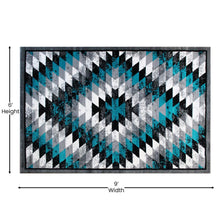 Load image into Gallery viewer, Southwestern 6' x 9' Turquoise Area Rug - Olefin Rug with Jute Backing
