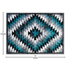 Load image into Gallery viewer, Southwestern 8' x 10' Turquoise Area Rug - Olefin Rug with Jute Backing
