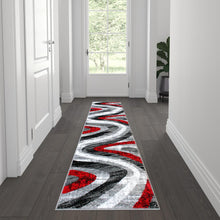 Load image into Gallery viewer, Modern 5' x 7' Red Waves Area Rug for Indoor Use
